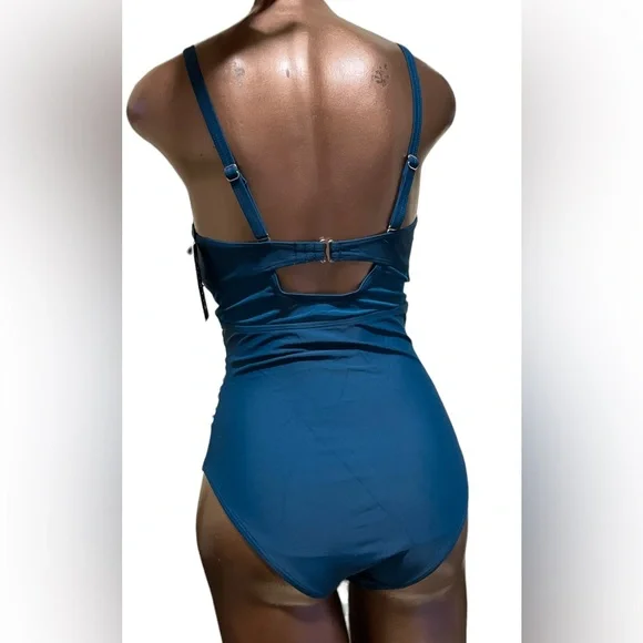 Mesh Insert Ruched Swimsuit - Picture 7 of 11